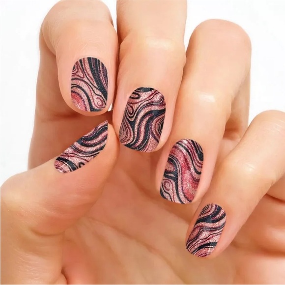 *Retired* Color Street: Best of Both Swirls | Marble Copper Brown Black Glitter - Picture 6 of 8